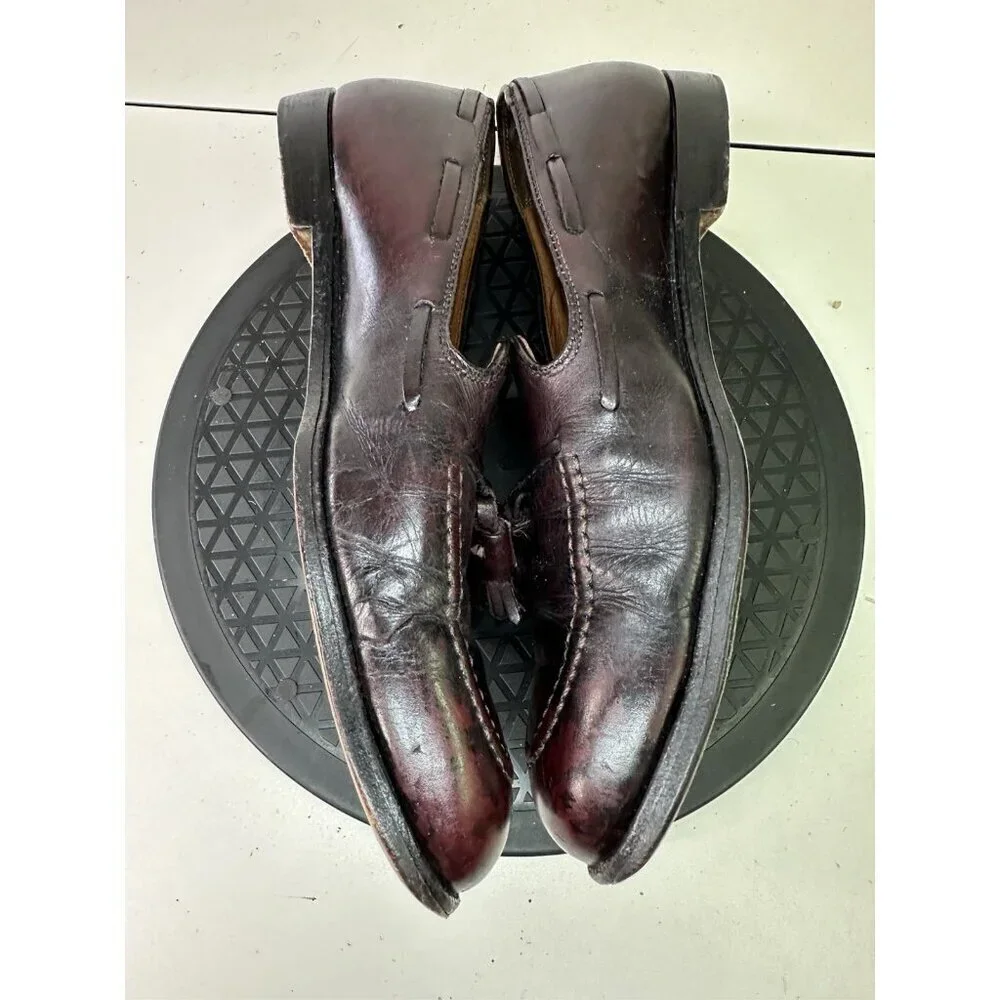 Alden 663 Classic Burgundy Calfskin Leather Tassel Loafers 10 A/C Made in USA